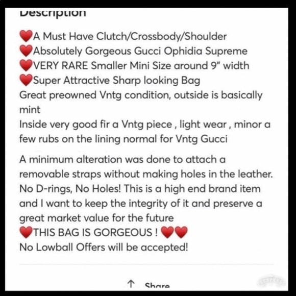 🚫SOLD🚫GUCCI OPHIDIA SUPREME 🔥🌺GorG🌺🔥3/Way Rare Size 9”🌺🔥Super Attractive - Picture 12 of 13